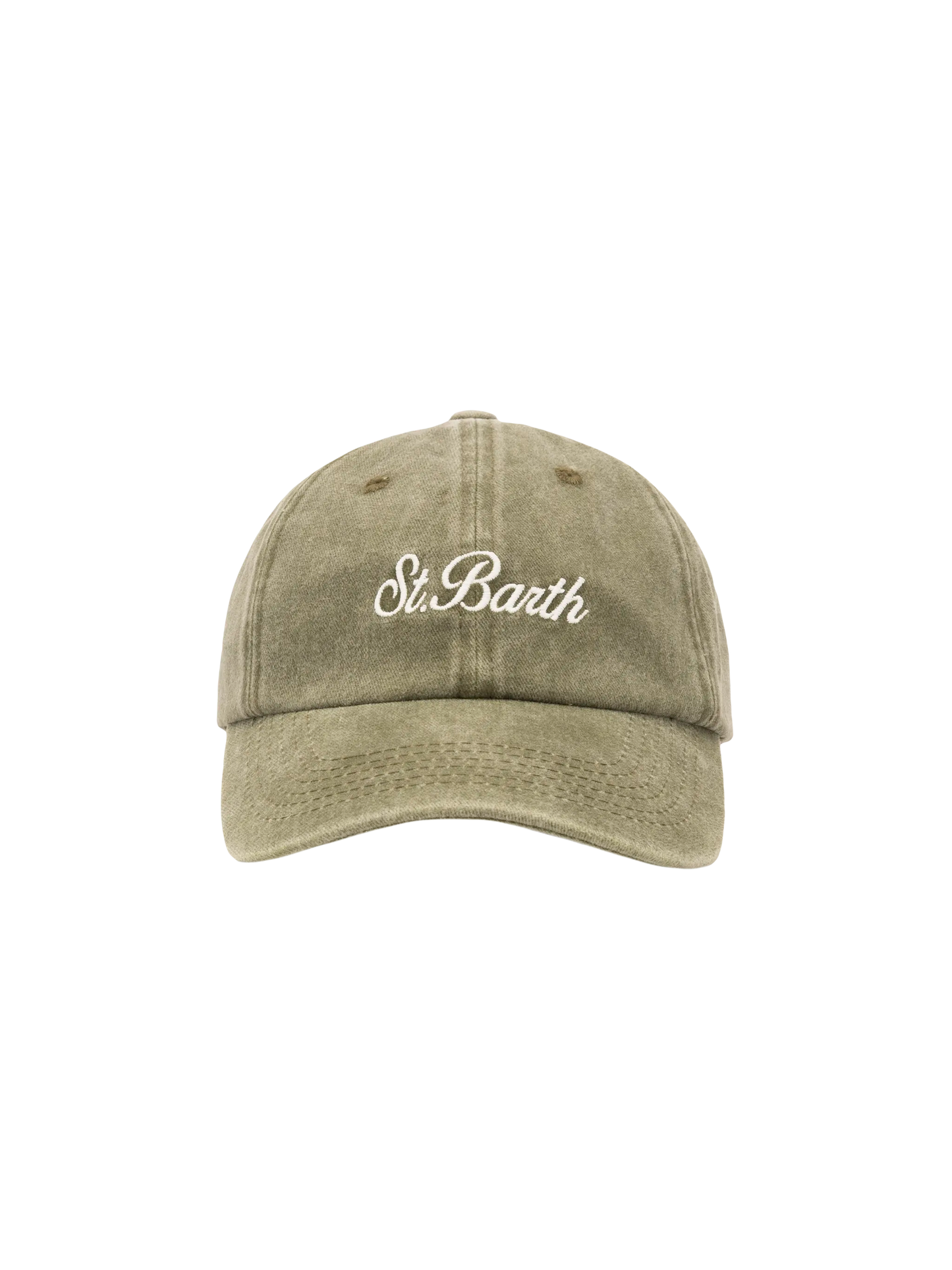 Davis – Baseballkappe aus militärgrünem Denim mit St. Barth-Stickerei