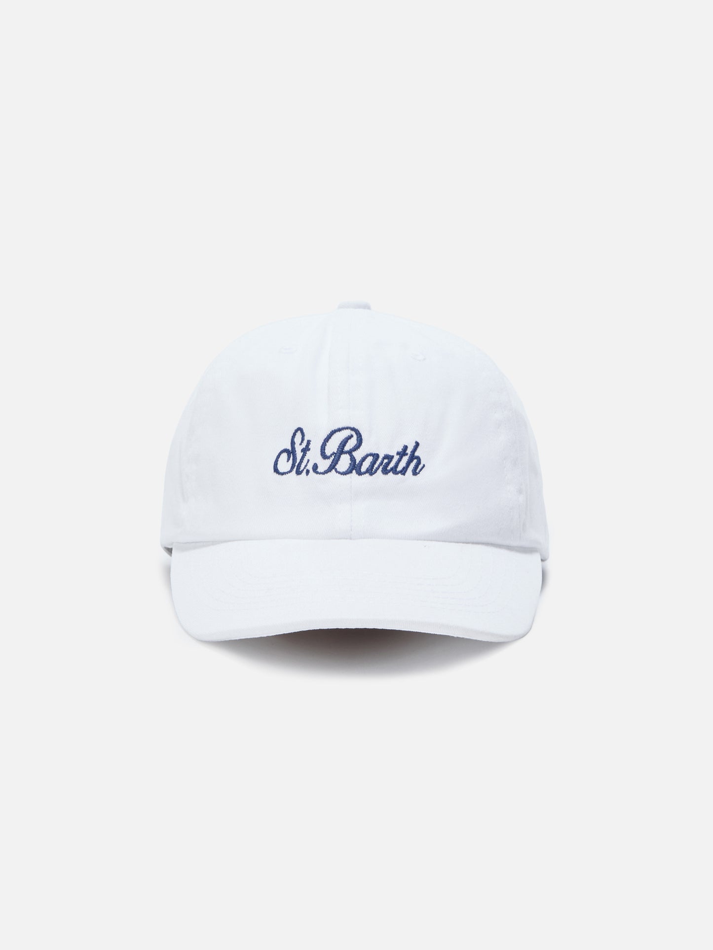 Davis white cotton baseball cap with embroidered logo