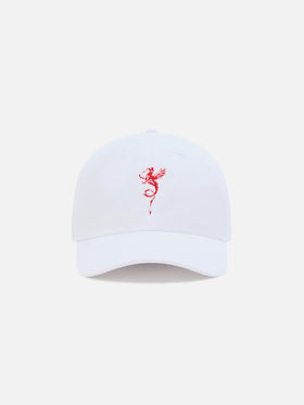 Gorra de béisbol Davis de algodón blanco con bordado de dragón AS Cannes | AS CANNES SPECIAL EDITION 