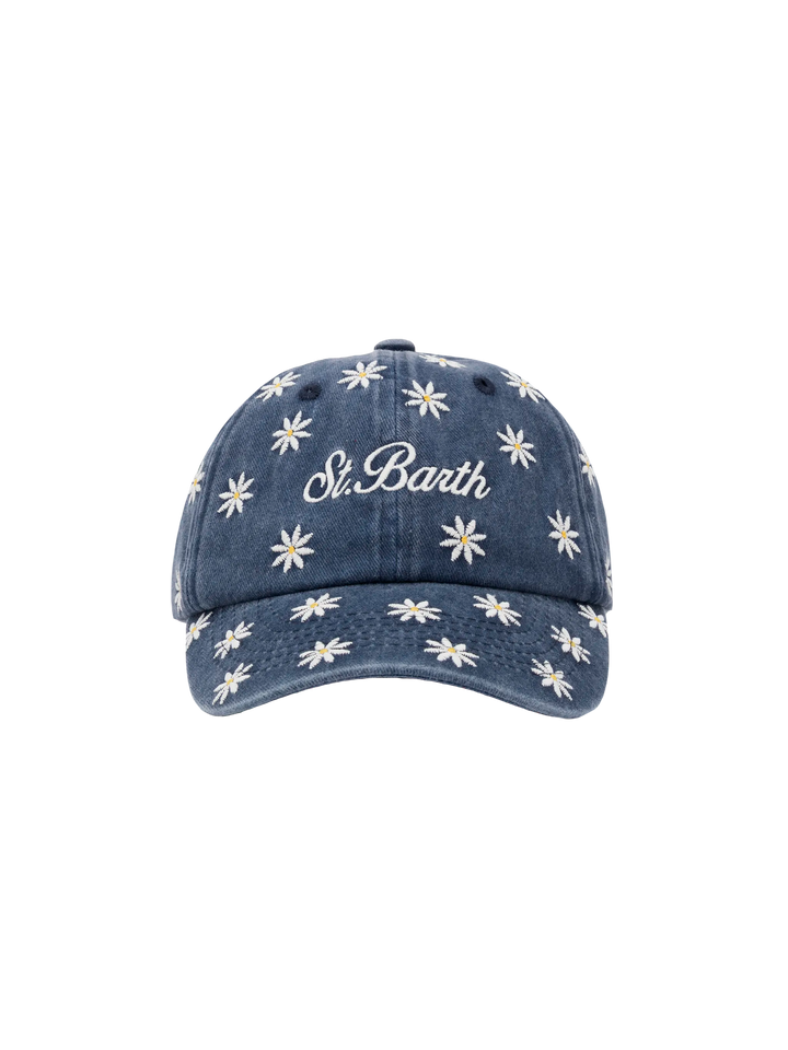 Blue denim ball cap Baseball Jr with daisy embroidery