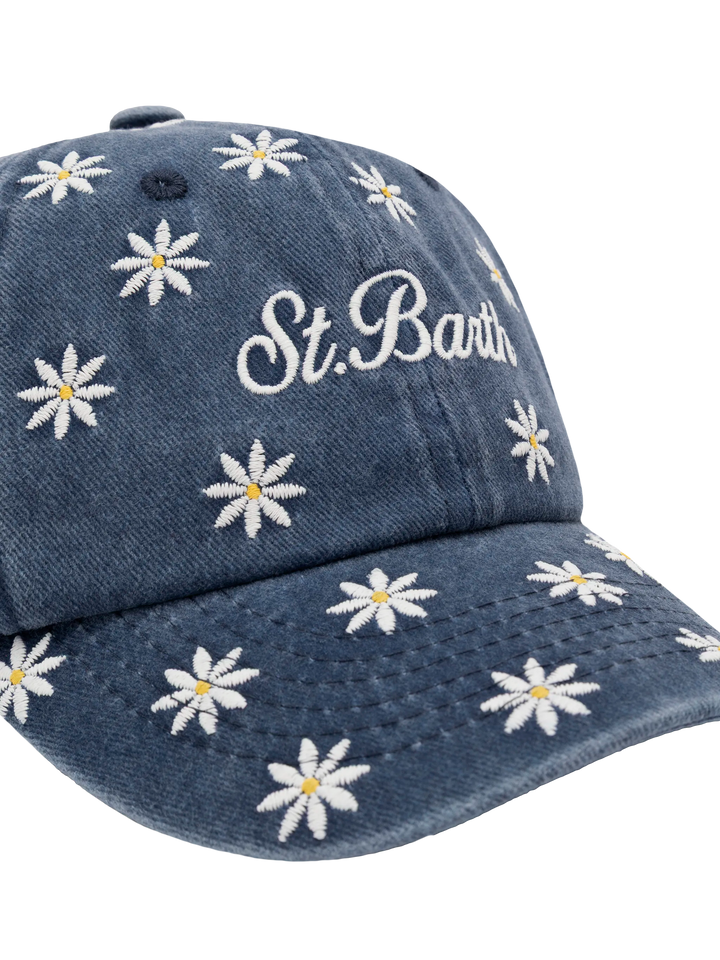 Blue denim ball cap Baseball Jr with daisy embroidery