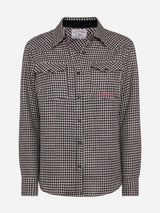 Wool shirt Deer with pied de poul print