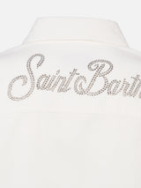 Woman off-white corduroy-like shirt Deer with St. Barth rhinestones logo