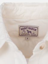 Woman off-white corduroy-like shirt Deer with St. Barth rhinestones logo