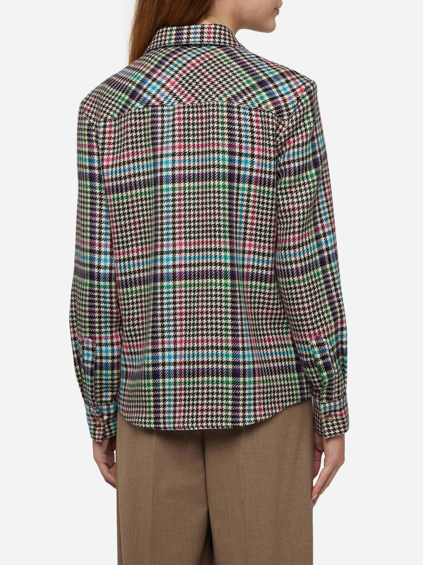 Wollhemd Hirsch mit Prince of Wales-Print