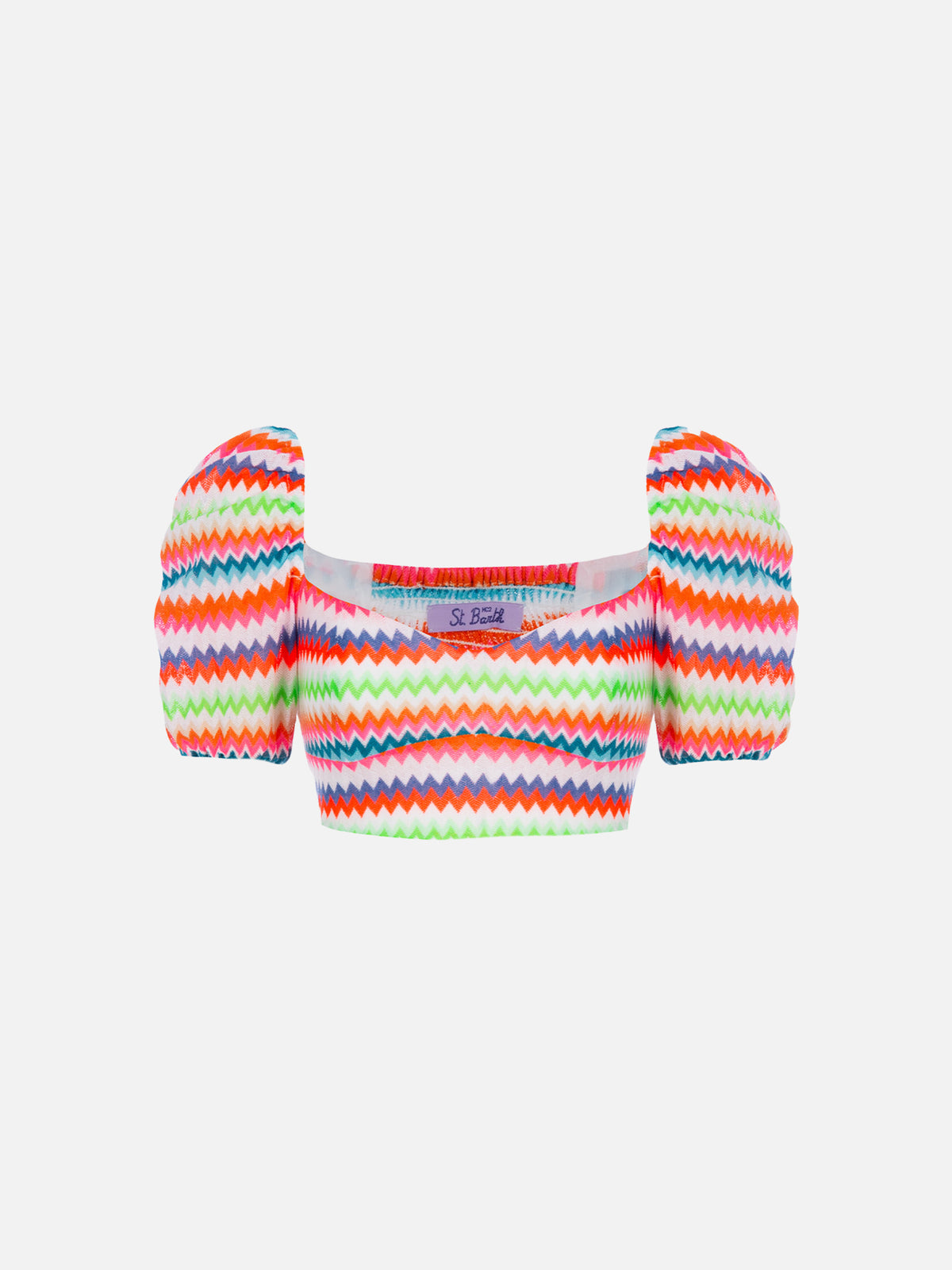 Delia Fluo Chevron Raschel Cropped Top 