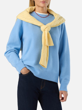 Jersey de punto de cuello redondo de lana Light blue Delphine 