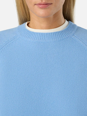 Jersey de punto de cuello redondo de lana Light blue Delphine 