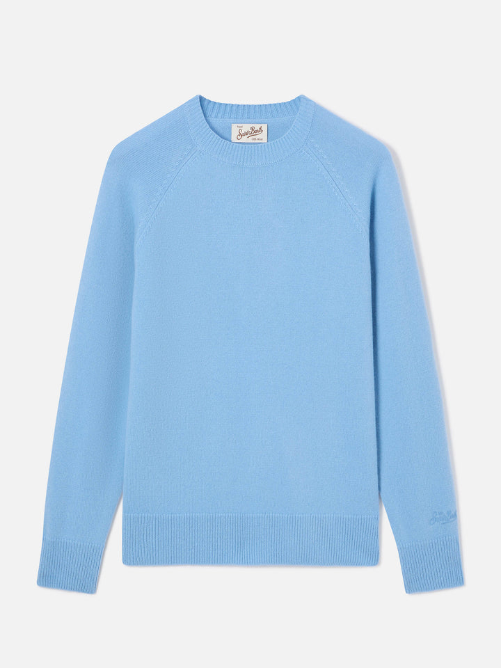 Pull ras-du-cou en laine Delphine Light blue 