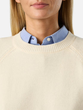 Jersey de punto de lana Delphine color off white con cuello redondo 