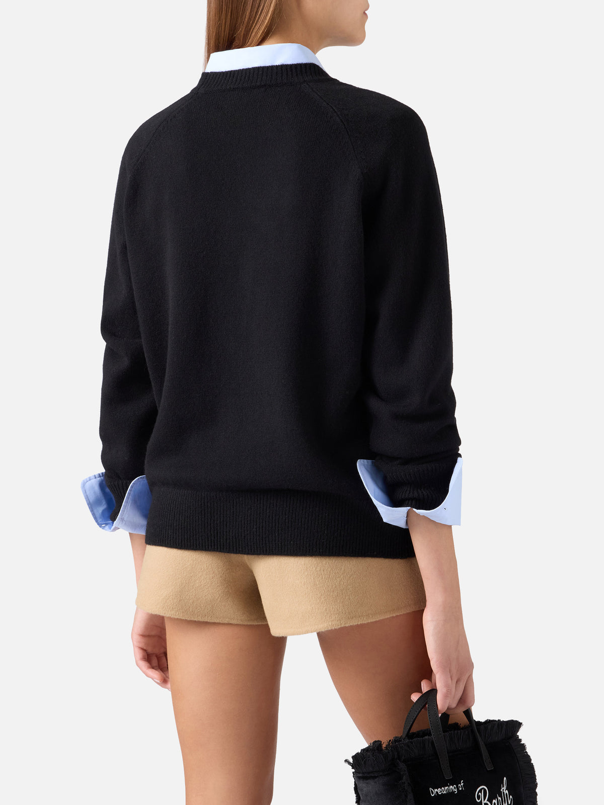 Pull ras-du-cou Delphine en laine noire 