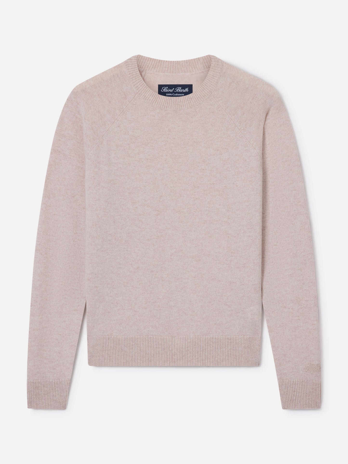 Delphine Cashmere-Rundhalspullover in Beige 