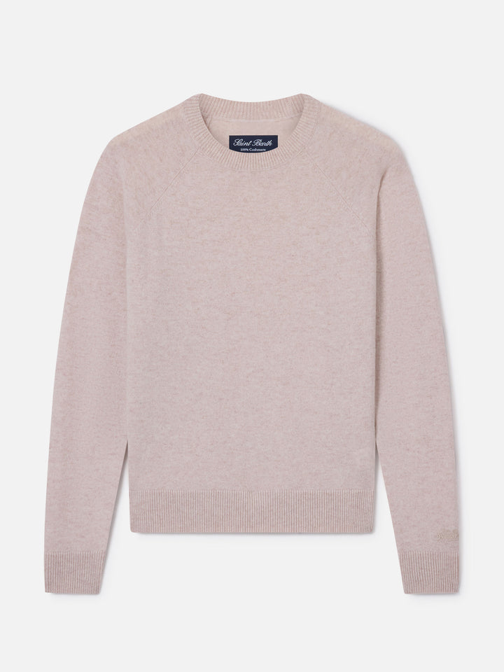 Beige Delphine cashmere crewneck knit