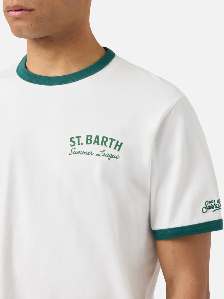 T-shirt Dean panna con stampa Tennis League e maxi grafica sul retro