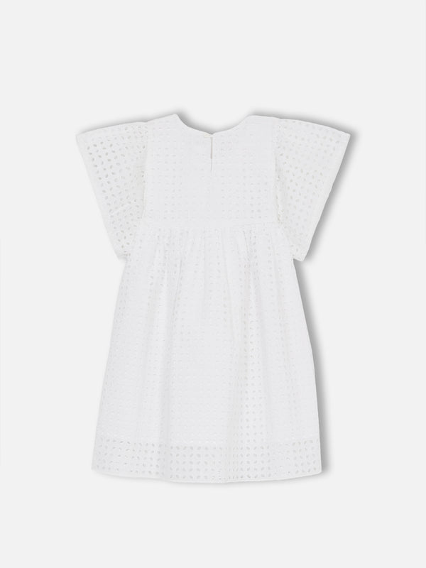 Girl white Sangallo lace cotton dress