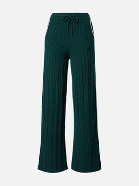 Dinard cable-knit trousers in British green wool with St. Barth embroidery