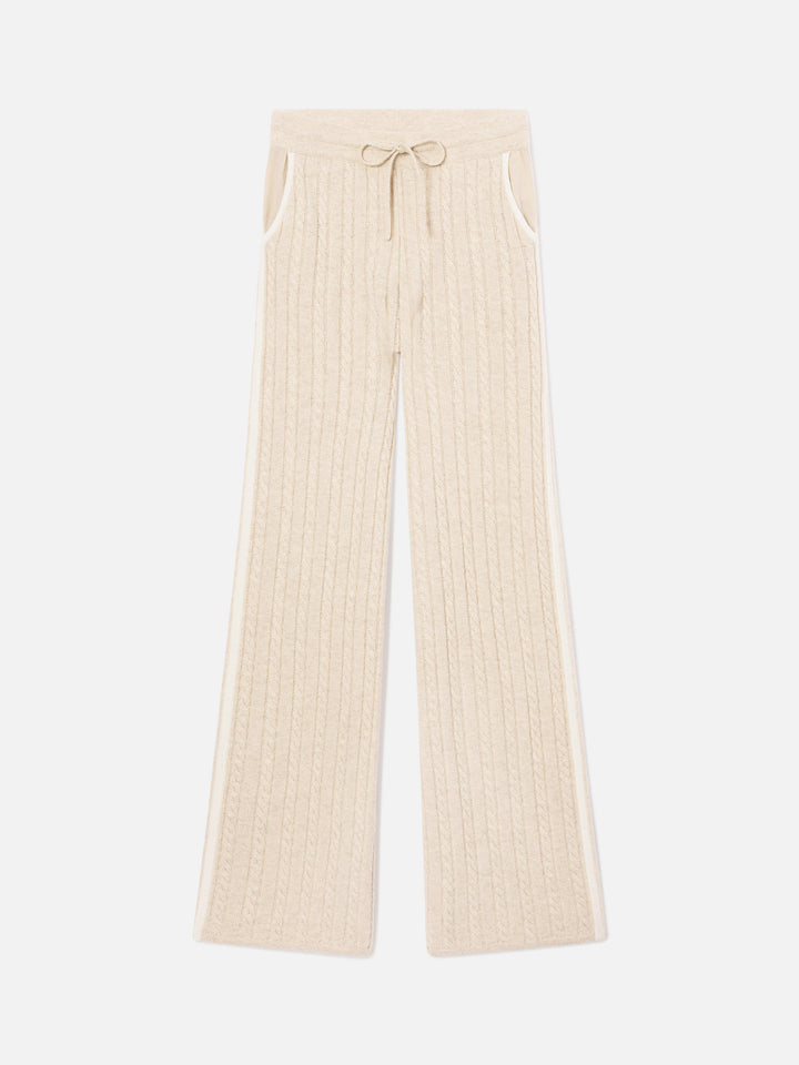 Pantalon en laine Dinard beige avec finitions contrastées 