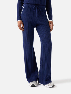 Night blue Dinard wool trousers with contrasting trims