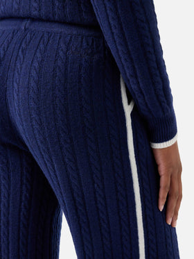 Night blue Dinard wool trousers with contrasting trims