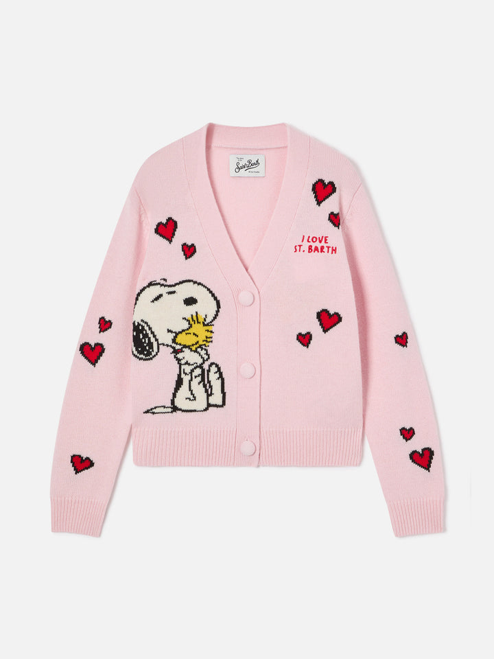 Cárdigan rosa Didy con intarsia de Snoopy | Special edition 