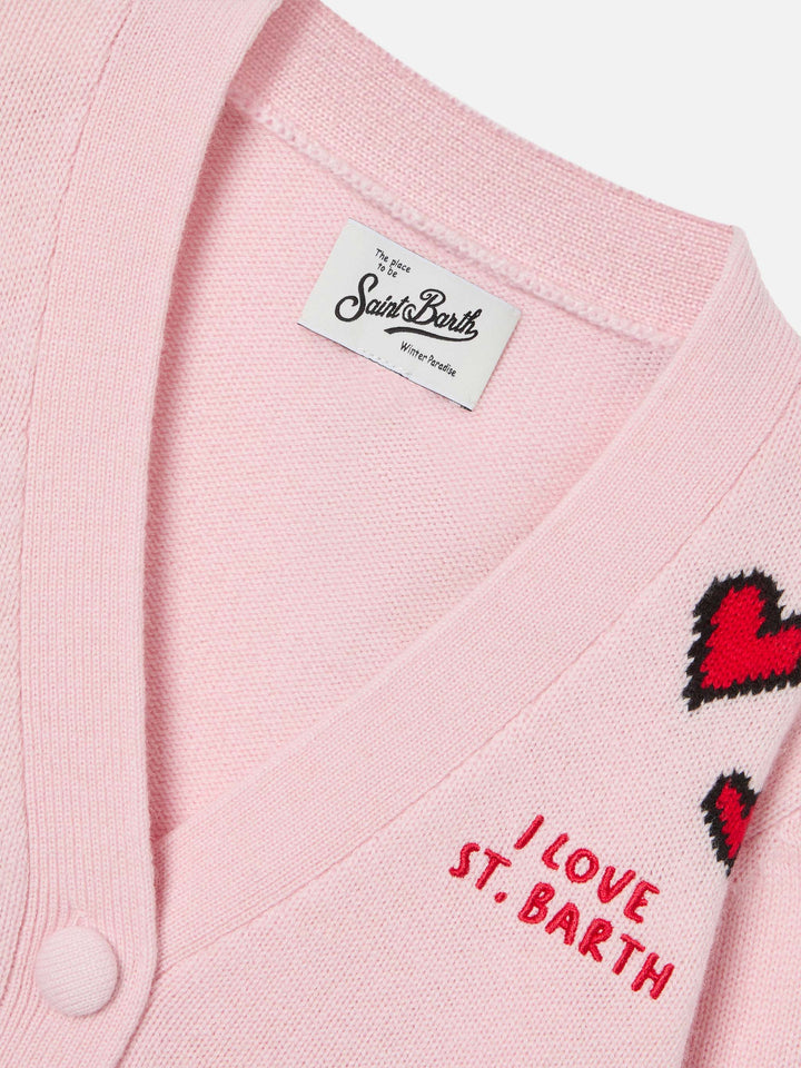 Cárdigan rosa Didy con intarsia de Snoopy | Special edition 