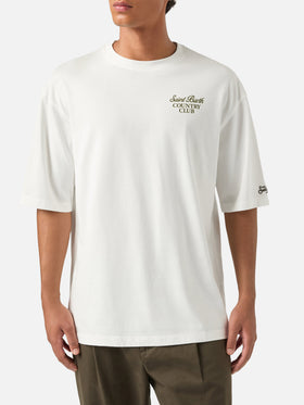 White Delmar oversize cotton t-shirt with back Country Club print