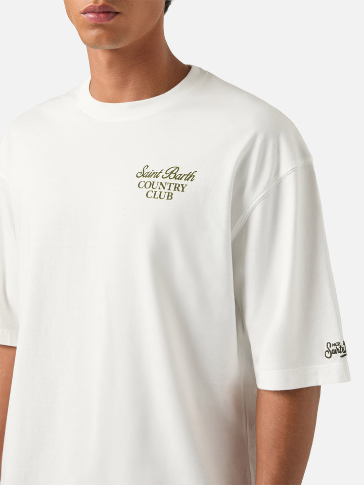 T-shirt Delmar oversize bianca in cotone con stampa Country Club sul retro