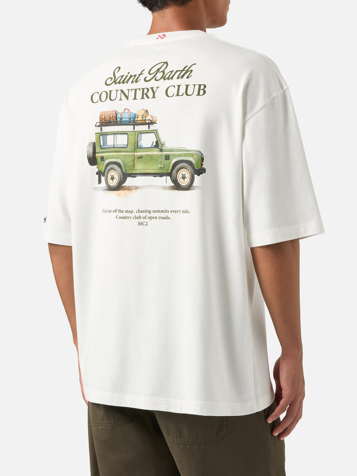 White Delmar oversize cotton t-shirt with back Country Club print