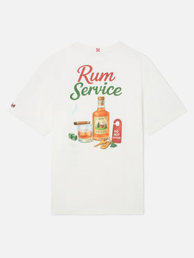 White Delmar oversize cotton t-shirt with back Rum Service print