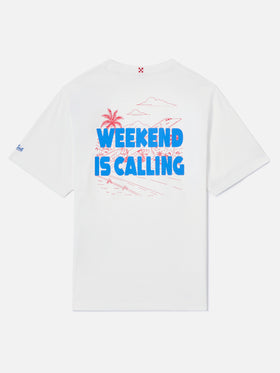 Delmar t-shirt with Weekend Is Calling print and maxi graphic on the back