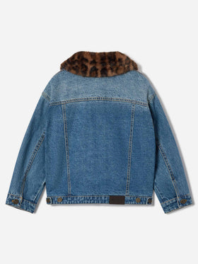 Hellblaue blue Dailys Jeansjacke mit Kragen aus Kunstpelz 