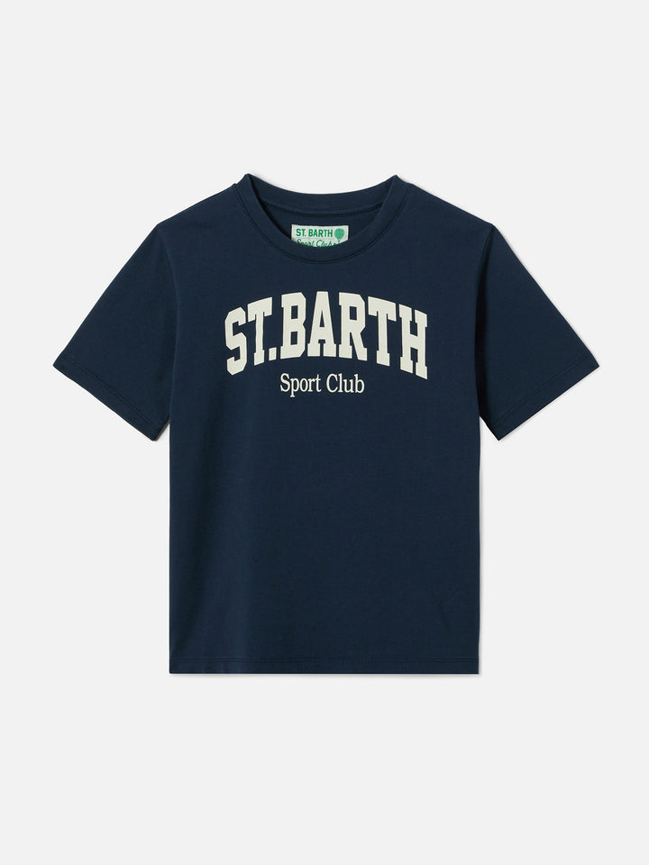 T-shirt Denver Jr in puro cotone blu con stampa Sport Club