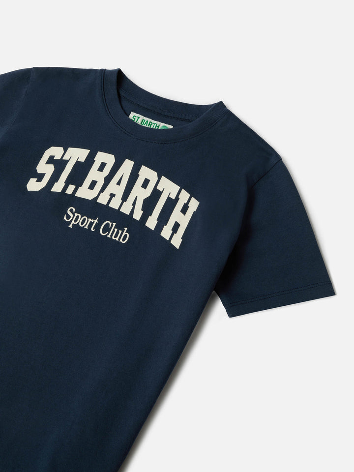 T-shirt Denver Jr in puro cotone blu con stampa Sport Club
