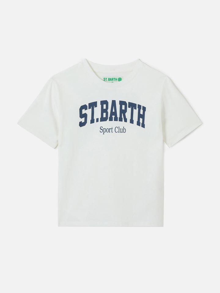 T-shirt Denver Jr in puro cotone bianco con stampa Sport Club