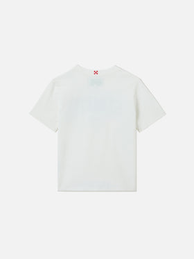 T-shirt Denver Jr in cotone bianco con stampa logo Sport Club