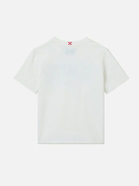 White Denver Jr t-shirt in pure cotton with Sport Club print