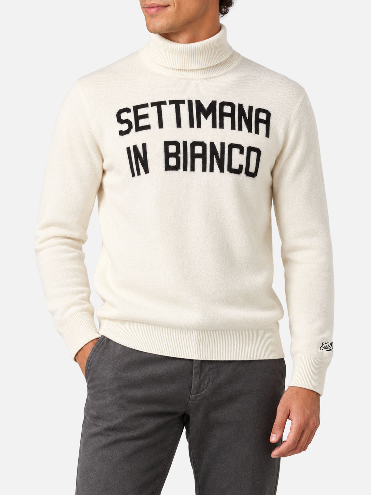 Pull à col roulé White Settimana in Bianco 