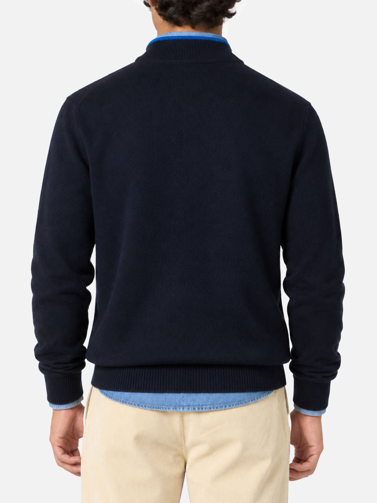 Polo in maglia blu navy in MISTO CASHMERE