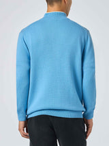 Maglione polo in misto cashmere blu polvere da uomo Dorian