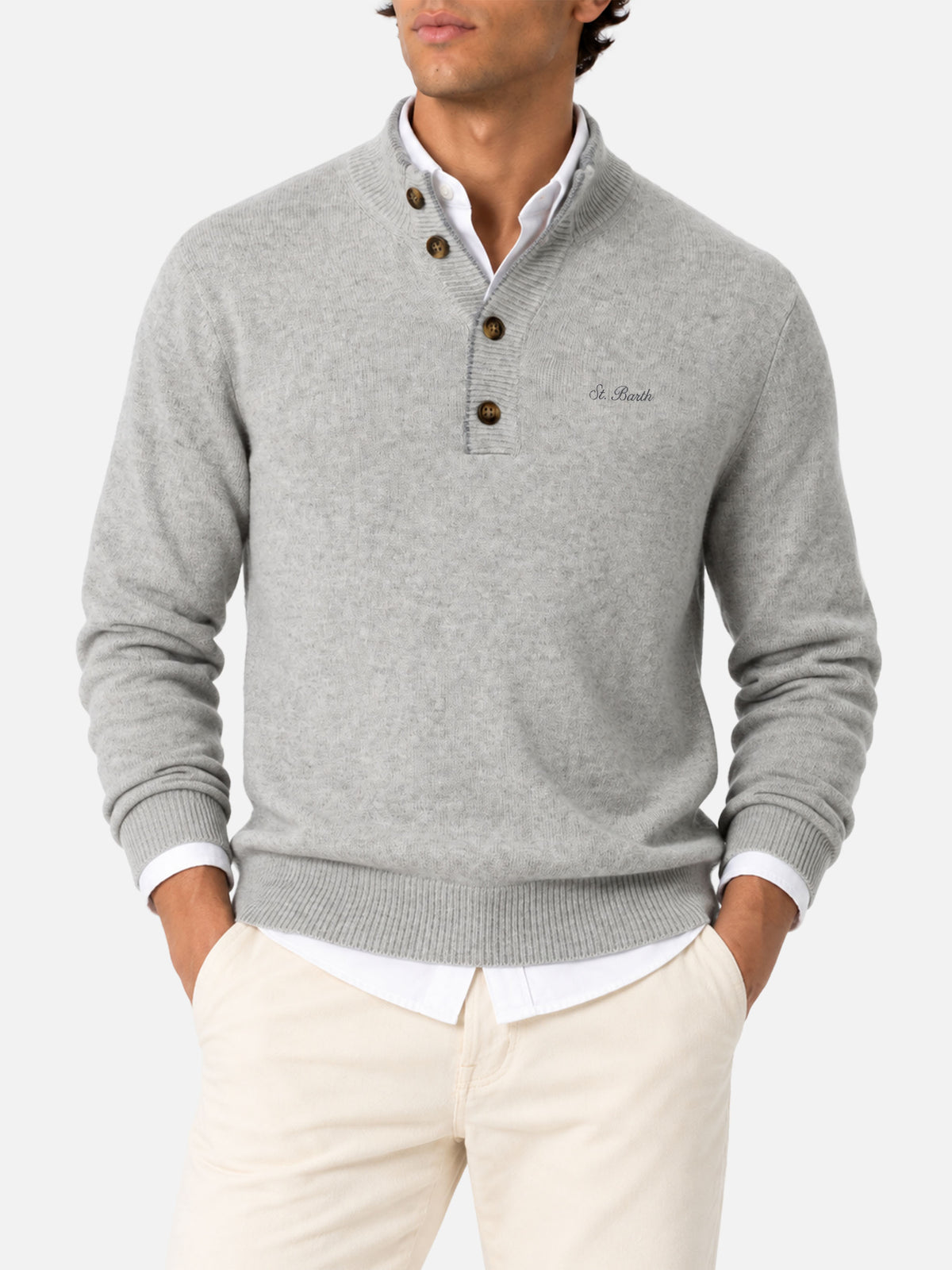 Polo in MISTO CASHMERE grigio chiaro