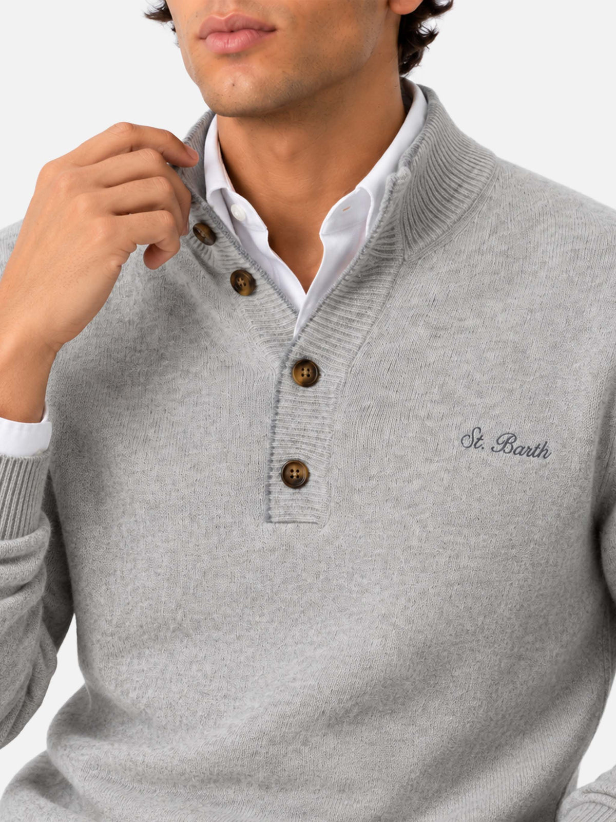 Polo in MISTO CASHMERE grigio chiaro