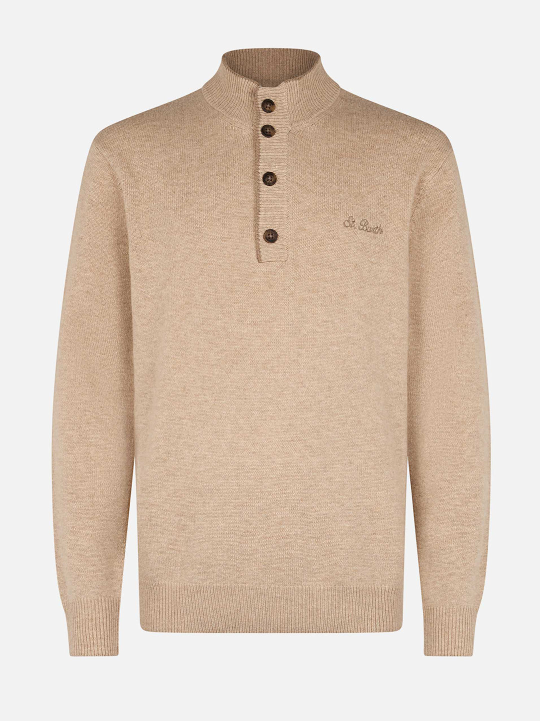 Beiger Polopullover Dorian aus Kaschmirmischung für Herren