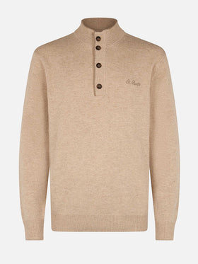 Beiger Polopullover Dorian aus Kaschmirmischung für Herren