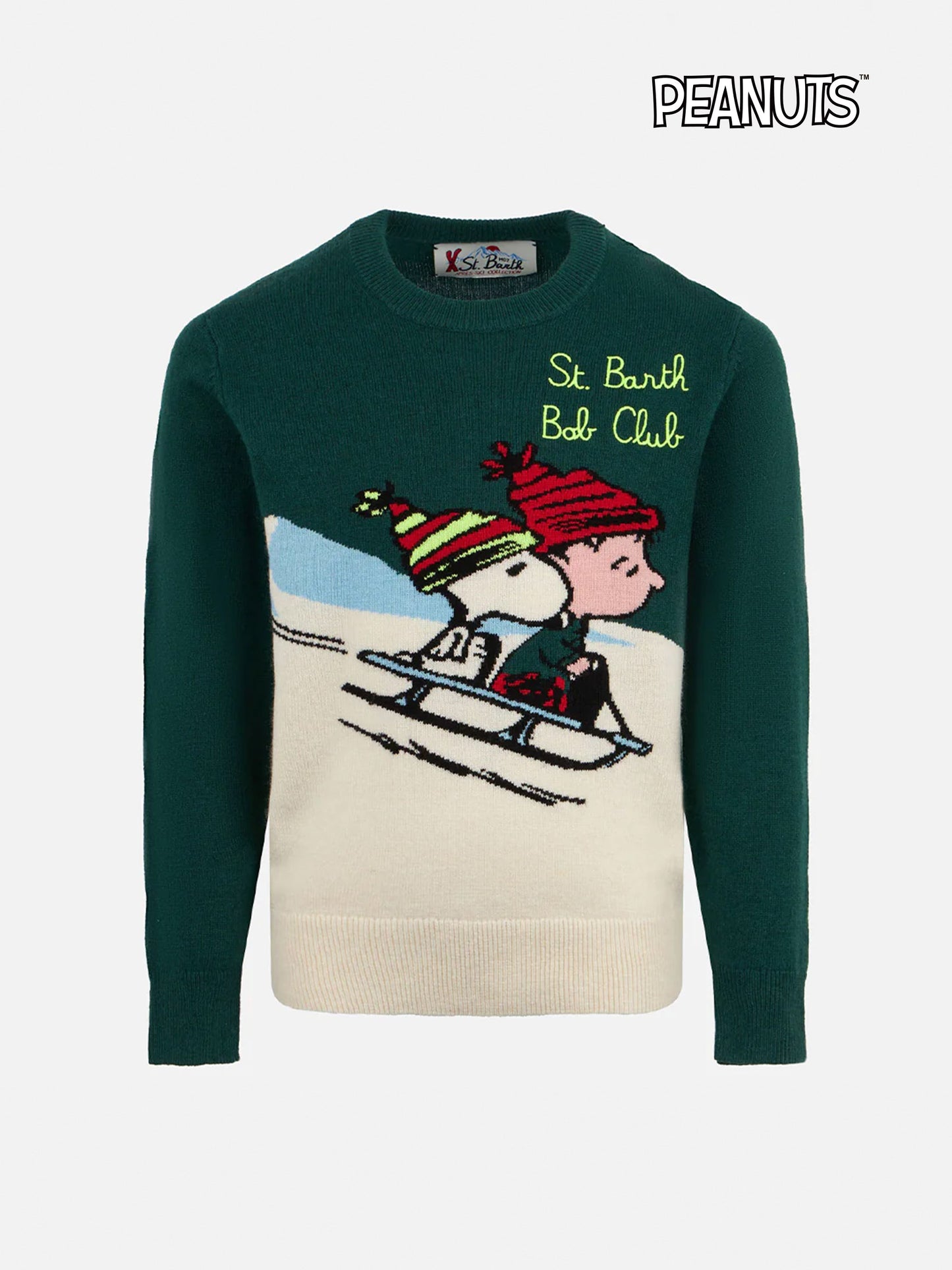 Boy crewneck sweater with Snoopy print and St. Barth Bob Club embroidery| SNOOPY - PEANUTS™ SPECIAL EDITION