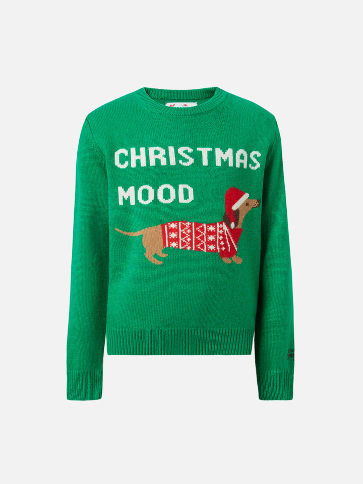 Douglas-Rundhalsausschnitt mit Weihnachtshund-Jacquardmuster