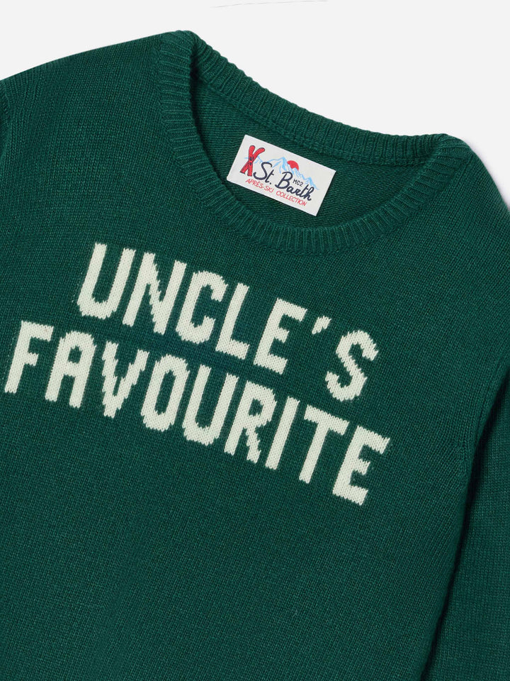 Grüner Douglas Strickpullover mit Rundhalsausschnitt mit Uncle's Favourite Intarsie 