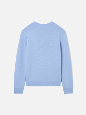 Jersey ligero de cuello redondo blue Douglas con intarsia Bello E Monello 