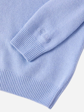 Light blue crewneck sweater Douglas with Tutto il papà jacquard