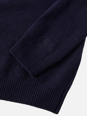 Navy blue crewneck sweater Douglas with Bello e monello jacquard