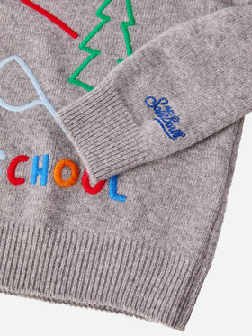 Sweater Douglas in cashmere blend with Too Cold for School embroidery